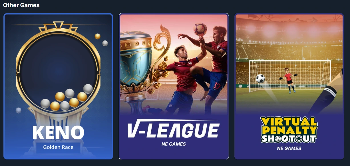 Keno, V-League and Virtual Penalty Shootout games